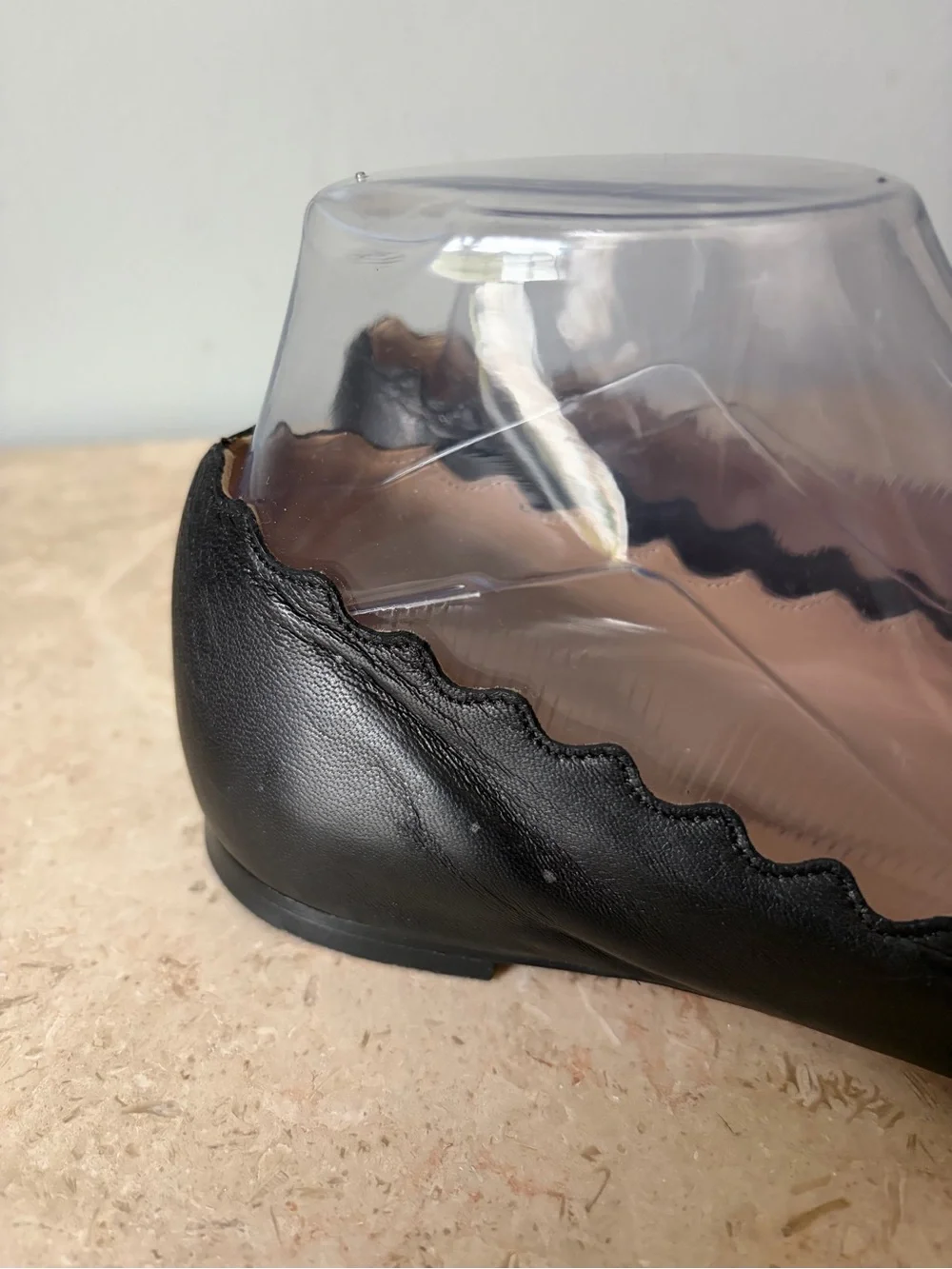Chloé Lauren Scalloped Ballet Flat Chloe Black Leather Size 39 US 8.5 Designer